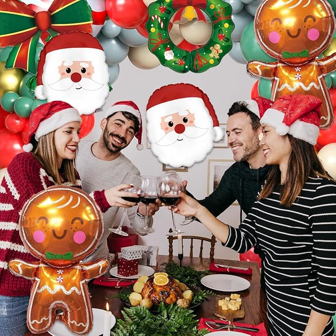 Christmas Balloons Decorations, Gingerbread Balloons, Santa Balloon, Mylar Foil Balloon For Gingerbread Christmas Decorations