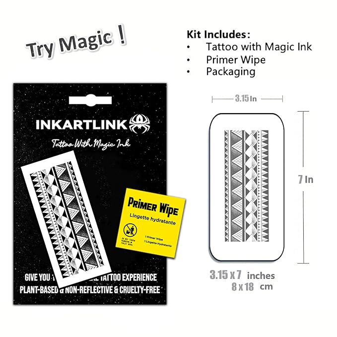 INKARTLINK Temporary tattoo, magical tattoo lasts 7-15 days, waterproof and non-reflective, exquisite packaging, unique design (Armband 9)