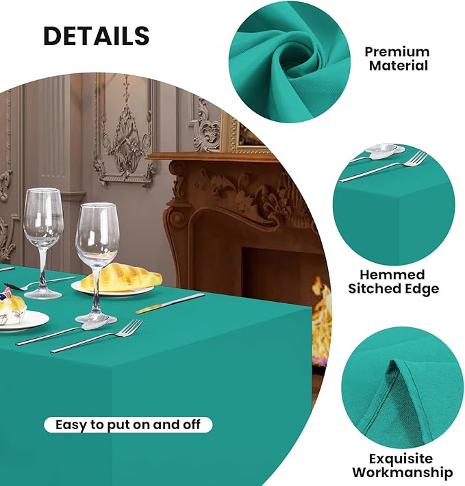 Ascoza 2 Pack Fitted Tablecloth for 8 Foot Rectangle 96 x 30 Inch Turquoise Table Covers Water Resistant Polyester Cloth for Folding, Parties,Display, Trade Show (Turquoise)