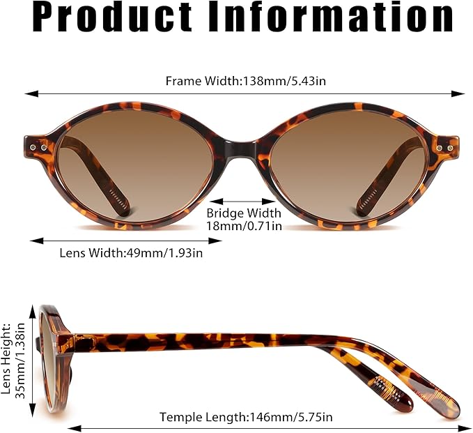 GRFISIA Retro Oval Sunglasses Womens Small Trendy Sun Glasses Sunnies UV400 Protection