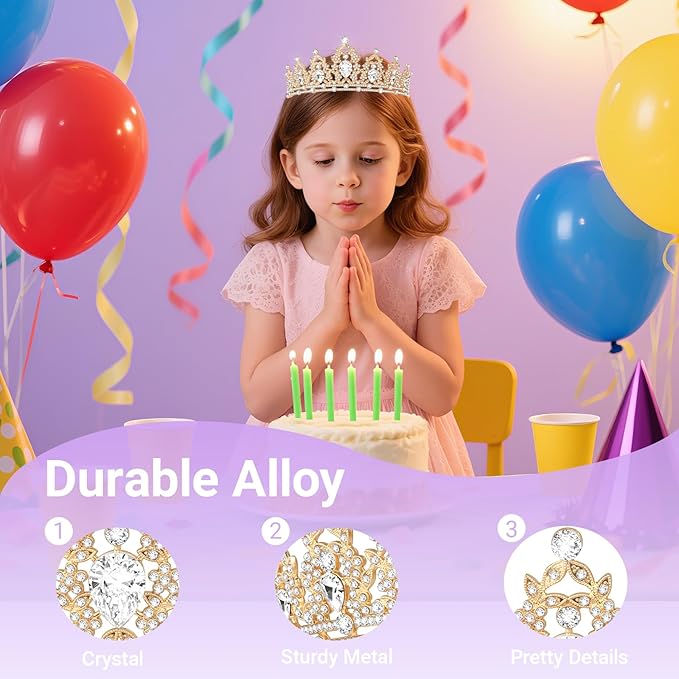 Tiara Crown for Women, Queen Tiara for Birthday Prom Bridal Party Custome Gold