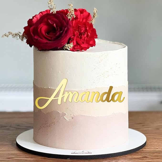 Custom Name Cake Topper Personalized Cake Name Sign Cake Decoration Acrylic Cake Name Plate (Handmade)