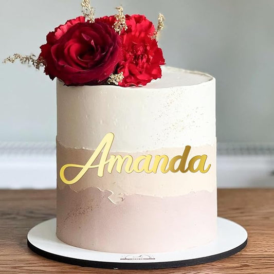 Custom Name Cake Topper Personalized Cake Name Sign Cake Decoration Acrylic Cake Name Plate (Handmade)