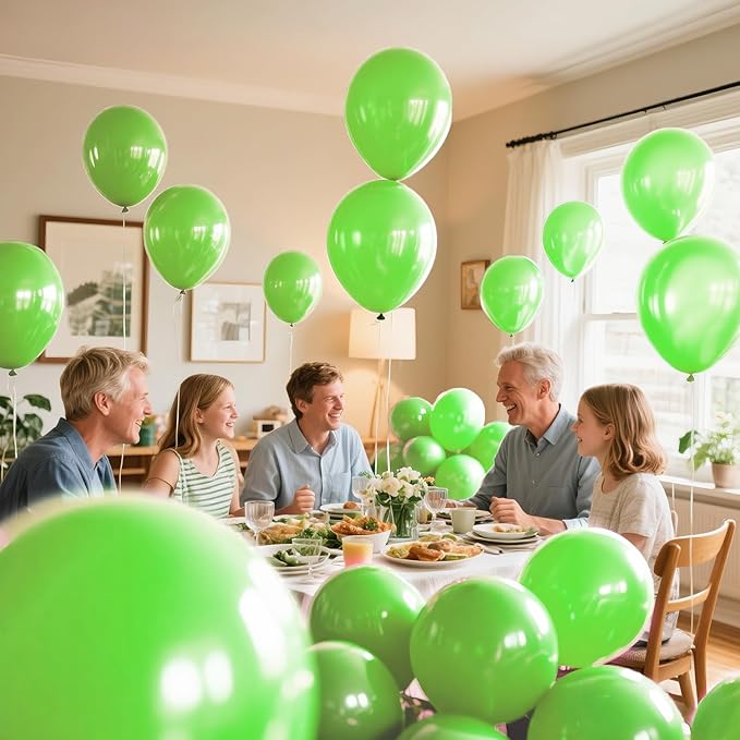 KAWKALSH Lime Green Latex Party Balloons, 110 Pack 12 inch Light Green Balloons Round Helium Fruit Green Balloons for Birthday Dinosaur Jungle Baby Shower Party Decoration