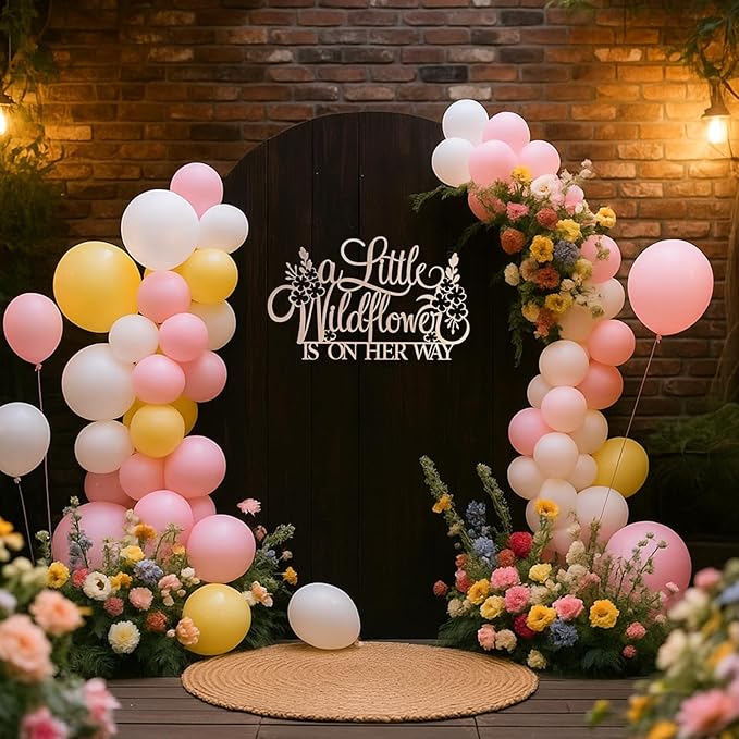 Little Wildflower Backdrop Wooden Sign - A Little Wildflower is On the Way Background Wall Decoration Wood Sign, Baby Shower & Gender Reveal Decor (Little Wildflower Backdrop Wooden Sign)