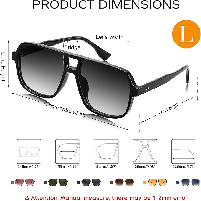 FEISEDY Retro Square Aviator Sunglasses Women Men 70s Vintage Trendy Plastic Frame Sun Glasses B4158