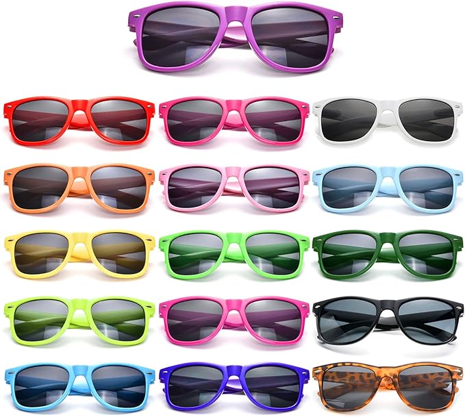 Matcheck 8/16 Pack Neon Colors Sunglasses Wholesale Bulk Party Favors Retro Classic Glasses Birthday Pool Unisex Adult