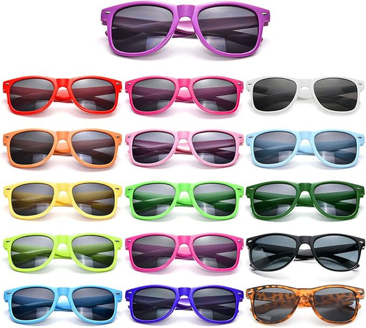 Matcheck 8/16 Pack Neon Colors Sunglasses Wholesale Bulk Party Favors Retro Classic Glasses Birthday Pool Unisex Adult