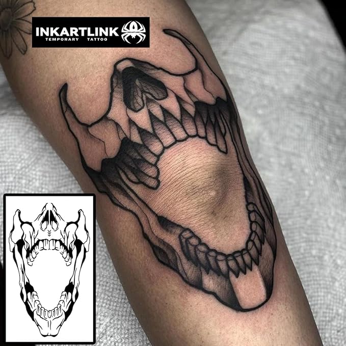 INKARTLINK Semi Permanent Tattoos,Halloween temporary tattoo, party tattoos, realistic, waterproof, cruelty-free, non-reflective (Devoured by Demons)