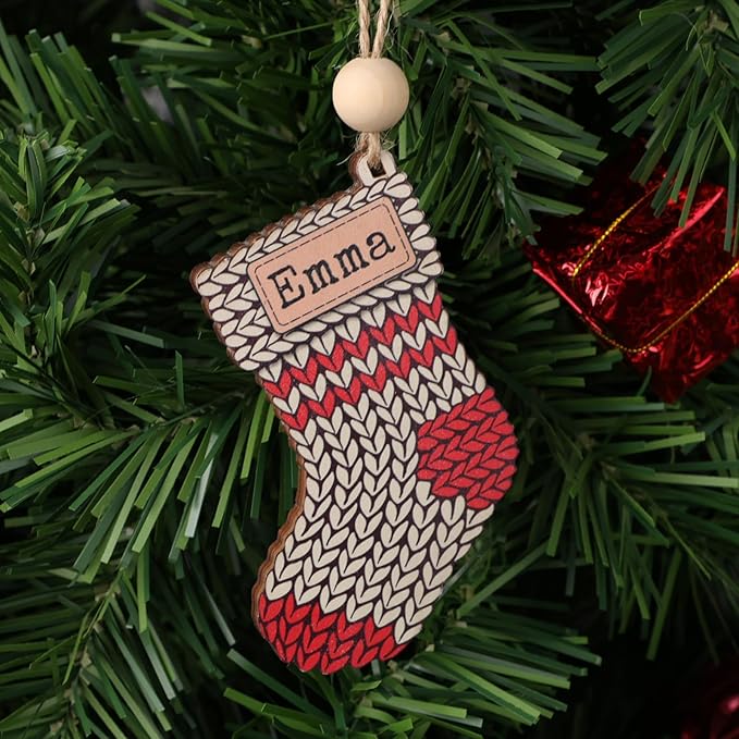 Personalized Name Ornaments for Christmas Tree, 2025 Wooden Custom Family Christmas Ornaments,4" Xmas Tree Decoration for Kids Baby Boy Girl