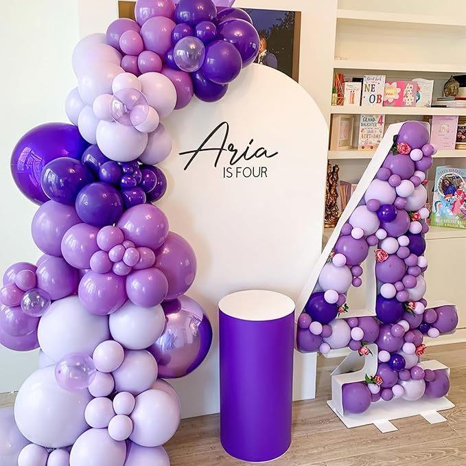 PartyWoo Purple Balloons 100 pcs Different Sizes of 36 18 12 10 5 Inch Light Purple Lavender Lilac Balloon Arch Kit Garland for Graduation Baby Shower Halloween Birthday Party Decorations Purple-Y15