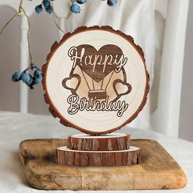 Happy Birthday Cake Toppers, Rustic Cake Toppers in Wood, Boho Birthday Party Decorations, Country Style Vintage Keepsake for Friends, Family, Men, Women, Mom, Dad, and Kids, Custom Handmade Gifts