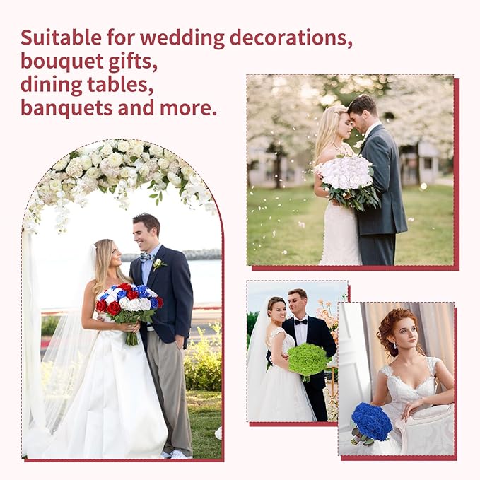 52 PCS Mixed Artificial Roses Bulk, Fake Artificial Flowers Bridal Bouquet Silk Faux Rose with Stems for Wedding Flowers Decoration, Valentine's Day, Bridal Bouquet, Anniversary, Home Decor (52PCS)