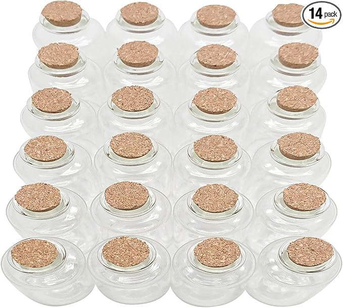 Axe Sickle 14 Pcs 30 mL Small Glass Bottles with Cork Stopper Mini Message Bottles, DIY Decoration Wishing Bottles for Mother's Day Wedding Thanksgiving Halloween Christmas