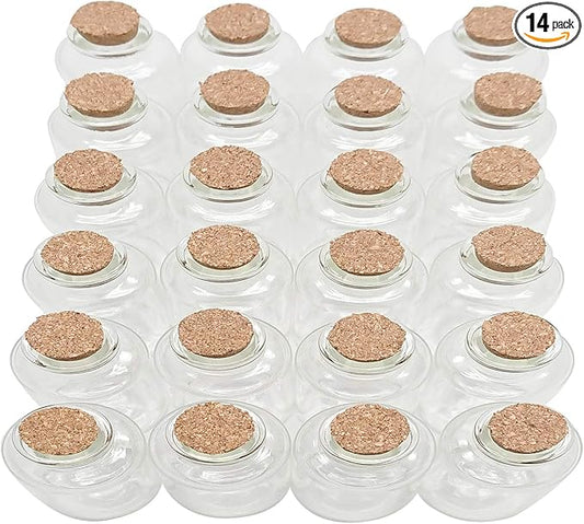 Axe Sickle 14 Pcs 30 mL Small Glass Bottles with Cork Stopper Mini Message Bottles, DIY Decoration Wishing Bottles for Mother's Day Wedding Thanksgiving Halloween Christmas