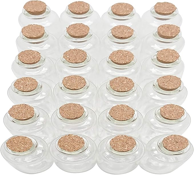 Axe Sickle 64 Pcs 30 mL Cork Stopper Glass Bottles 1 Ounce DIY Decoration Mini Wishing Glass Bottles for Potion, Party Favors, Weddings, Message in a Vials