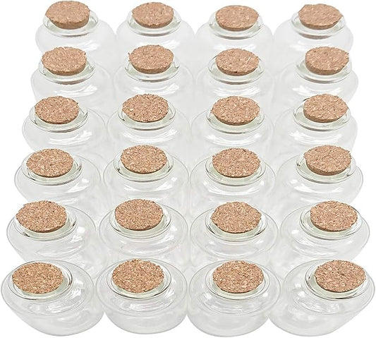 Axe Sickle 64 Pcs 30 mL Cork Stopper Glass Bottles 1 Ounce DIY Decoration Mini Wishing Glass Bottles for Potion, Party Favors, Weddings, Message in a Vials