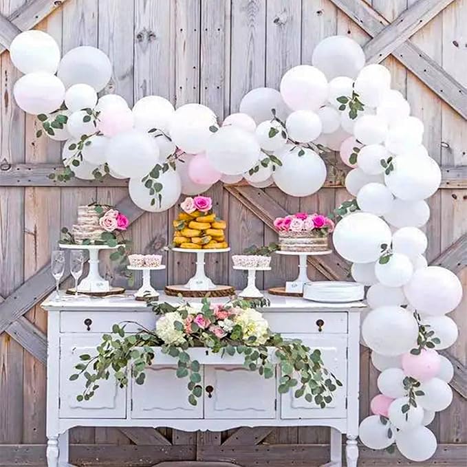 KAWKALSH White Balloon Arch Kit 111Pcs 18 12 5 Inch Latex Party Balloons Garland for Birthday Baby Shower Wedding Engagement Anniversary Christmas Party Decorations