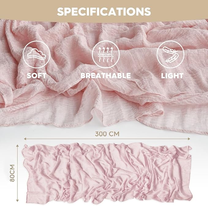 Artoid Mode Boho Cheesecloth Gauze Rouge Wedding Table Runner, 120 Inch Seasonal Fabric Kitchen Dining Holiday Table Decor for Home Party Indoor
