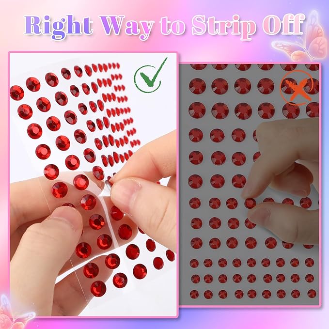 3300 Pcs 4 Sizes Self Adhesive Face Rhinestones Gems Stickers Bling Stick on Jewels for Hair Face Body Makeup DIY Craft, Card Decorations
