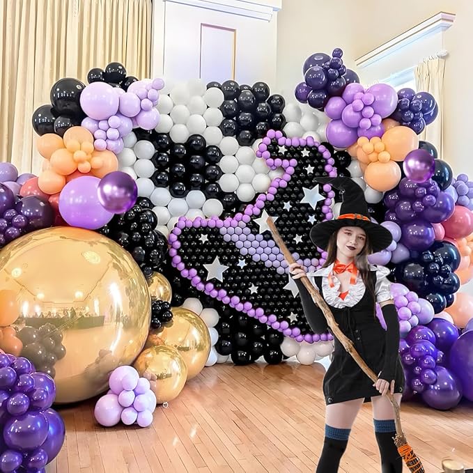 Purple and Gold Balloons Arch Kit, 166Pcs Dark Purple Metallic Lavender Lilac Violet Gold Chrome Balloons for Baby Shower Girl Princess Party Wedding Decorations