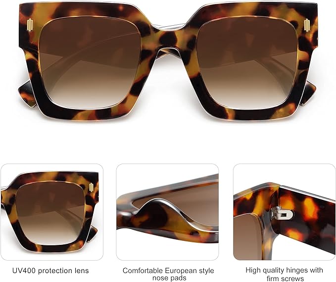 SOJOS Vintage Oversized Square Sunglasses for Women,Retro Womens Luxury Big Large Sun Glasses UV400 SJ2194
