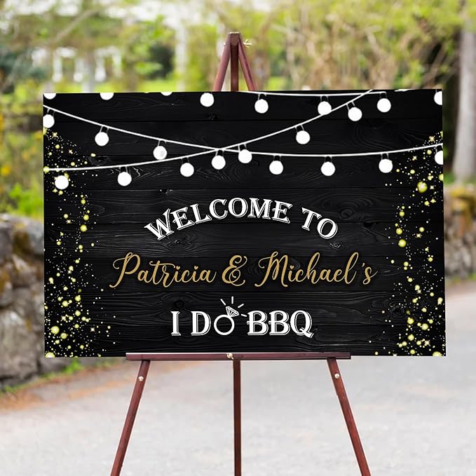 I Do BBQ Welcome Sign Template - Personalized BBQ Decorations for Backyard Party
