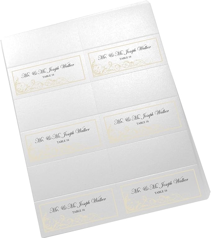 Scribble Vintage Swirl Printable Place Cards, Ivory (Choose Color), Set of 60 (10 Sheets), Laser & Inkjet Printers - Wedding, Party, Dinner, and Special Events - Made in the USA