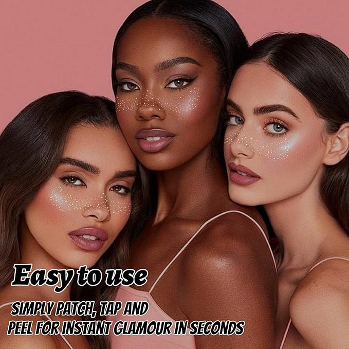 12Pcs Glitter Freckles for Women, Long Lasting Waterproof Holographic Sparkle Temporary Face Tattoo Star Sticker Makeup Patches for Rave Musical Festival Accessories (SILVER FRECKLES)