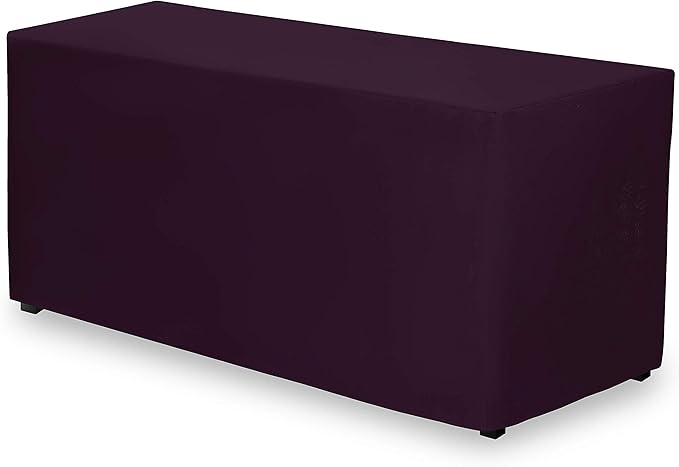 Gee Di Moda Fitted Tablecloth - 48 x 30 Inch Eggplant Fitted Table Cloth for 4 Foot Rectangle Table - Heavy Duty Washable Fabric - for 4 Ft Buffet Table Holiday Party Dinner Wedding & Trade Show