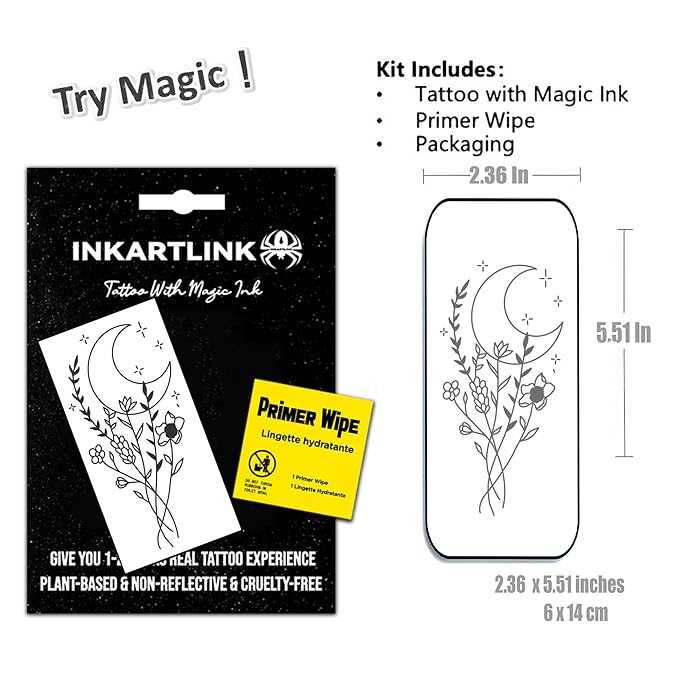 INKARTLINK Women's Semi-Permanent Floral Temporary Tattoos - Adult Art Design, Cruelty-Free, Waterproof, Non-Reflective (Flowers Lines)