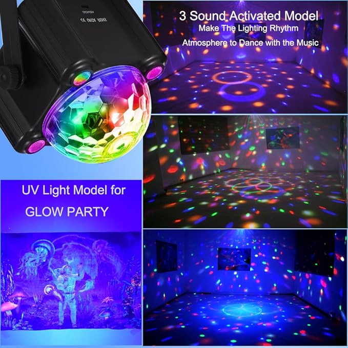 Disco Ball Party Lights, Disco Ball Decor Disco Light Sound Activated with Remote Control Dj Lights for Outdoors and Indoors Home Club Karaoke Christmas Halloween Birthday Wedding Decorations.