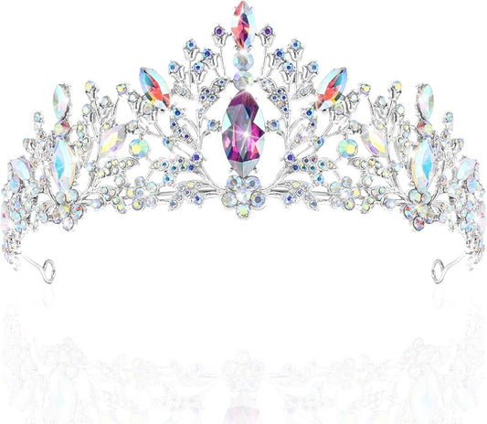 TAROSE Crowns for Women and Girls, Queen Crystal Gold Silver Tiaras with White Rhinestone and Combs, Goddess Crown for Wedding Bride Birthday Princess Bridal Shower Hair Accessories for Women