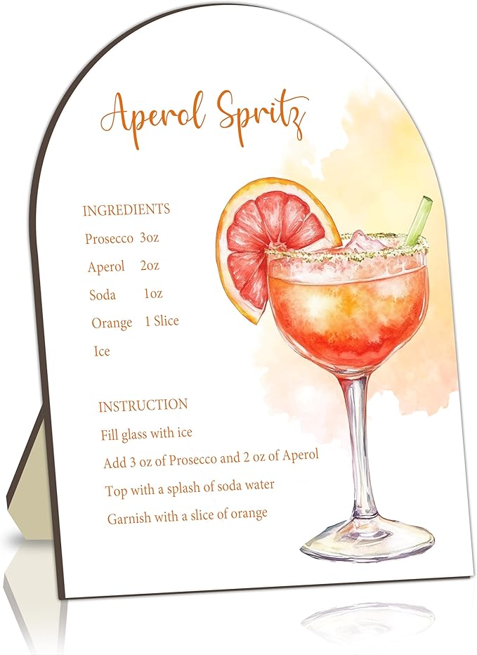 Aperol Spritz Bar Sign, Cocktail Bar Recipe Sign for Bridal Shower, Bachelorette Party Cocktail Ingredients Table Signs, Homemade Cocktails Station Board, Cocktails Drink Recipe for Bridal Shower