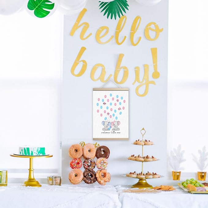 Woodland Baby Shower Decorations, Gender Reveal Elephant Theme Boy or Girl Voting, Baby Gender Reveal Games Voting Board, Welcome to The World