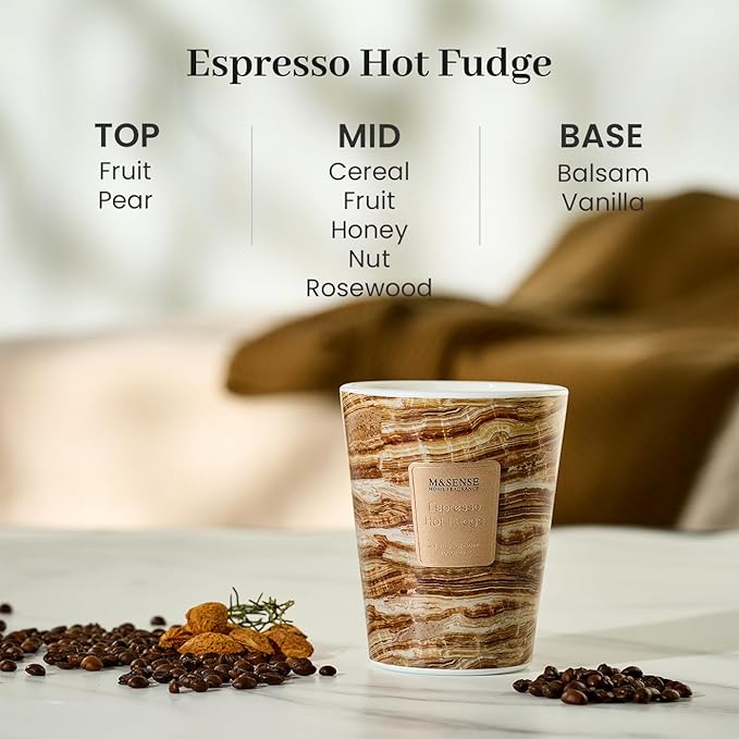 M&SENSE Espresso Hot Fudge Scented Candles for Home, 3 Wick Highly Scented Jar Candle, 14.1 Oz 80H Long Lasting Burning Christmas Candle for Women, Aromatherapy Candles for Holiday Christmas Gift