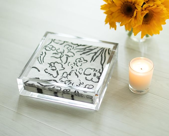 Caspari Acrylic Cocktail Napkin Holder, Clear, 1
