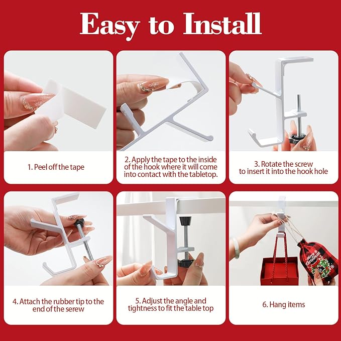 4 Pack Stocking Holders for Mantle for Christmas Decorations,2 in 1 Mantle Garland Holder for Hanging Christmas Stockings,No Drilling Required & Adjustable Garland Hanger, Metal(White)
