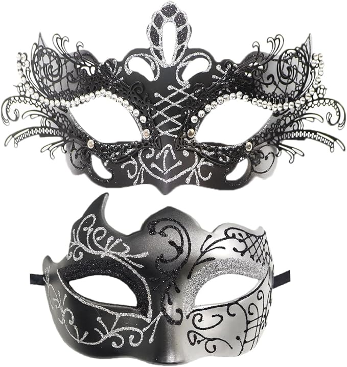 Coolwife Couples Masquerade Masks Metal Venetian Mardi Gras Party Evening Prom Costume Mask