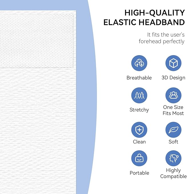 100 Count Disposable Headbands for Spa Headband for Washing Face Individually Wrapped Headbands for Women, Non-woven Fabric Facial Headband, Esthetician Supplies Makeup Artists & Salon Professionals