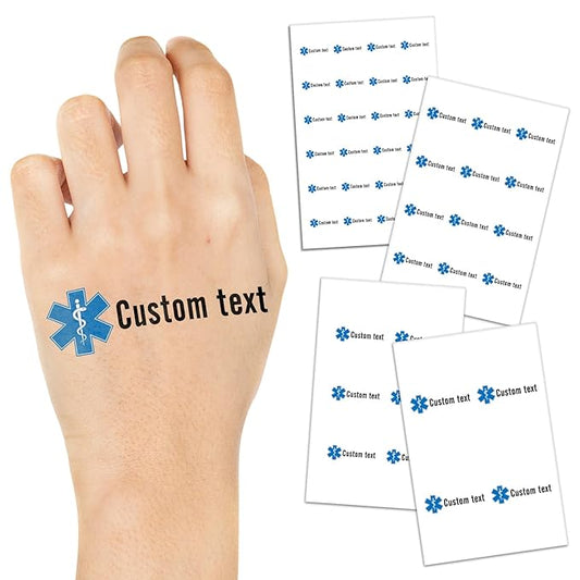 Custom Temporary Tattoos Personalized Face Tattoos with Name Party Favors for Wedding Birthday Christmas Pride Medical Alert