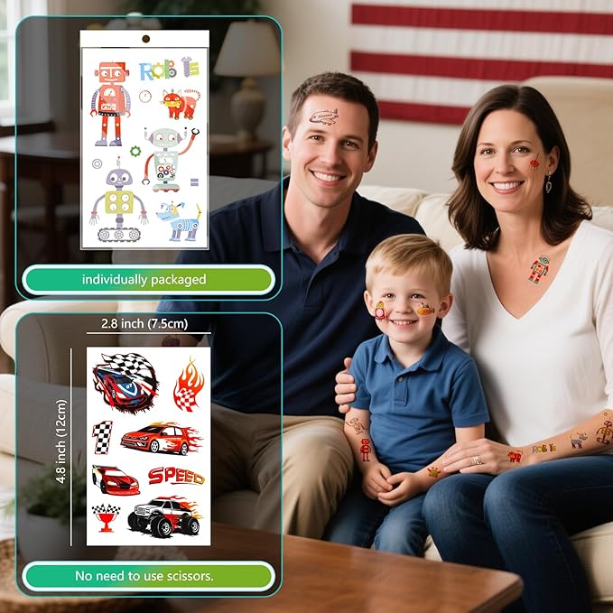 350+ Themed Designs Temporary Tattoos for Kids - Individually Wrapped, Glow in the Dark, Waterproof Fake Tattoos - Multiple Themes: Mermaid, Dinosaur, Unicorn, Baseball, Princess, Soccer, Ocean, Fairy