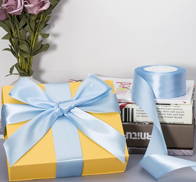 ATRBB 25 Yards 1-1/2 inch Wide Satin Ribbon Perfect for Wedding,Handmade Bows and Gift Wrapping (Blue Mist)
