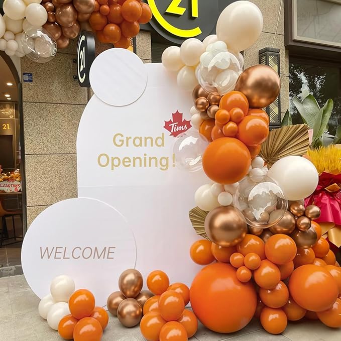 Orange White Gold Balloon Garland Arch Kit, 166Pcs Boho Fall Balloons for Birthday Autumn Thanksgiving Day Wedding Baby Shower Party Decorations