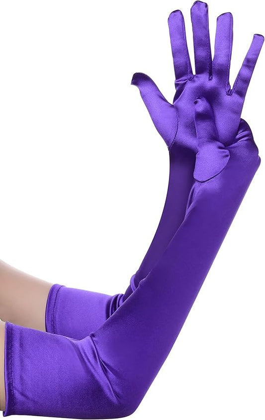 BABEYOND Long Opera Party 1920s Satin Tea Party Gloves Costume Stretchy Adult Size Elbow Length Bridal Gloves