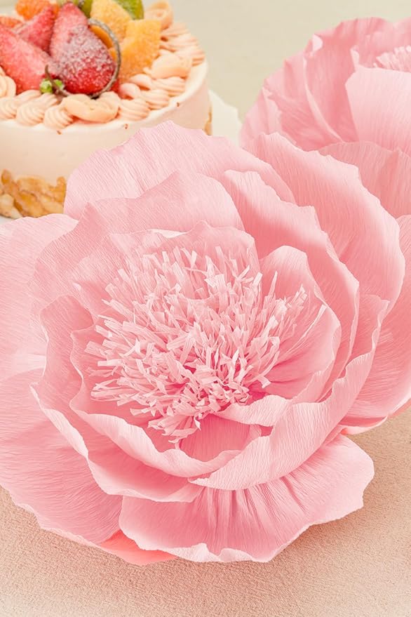 Crepe Paper Flowers Decoration for Wall, Artificial Flowers for Wedding Decor,Flower Backdrop Decor,Baby Shower,Birthday Party, Photo Backdrop, Nursery Wall Decor (Pink;Set/6)