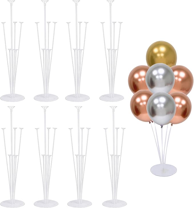 Balloon Stand Kit For Table - 8 Sets Balloon Sticks with Base For Birthday Graduation Party Decorations