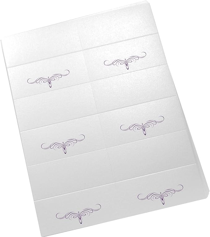 Decadent Flourish Printable Place Cards, Eggplant (Choose Color), Set of 150 (25 Sheets), Laser & Inkjet Printers - Wedding, Party, Dinner, and Special Events - Made in the USA