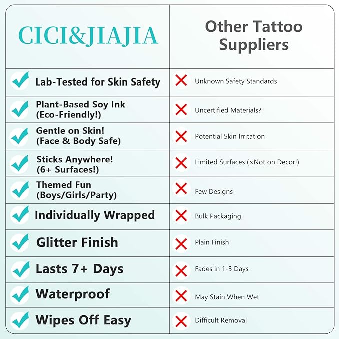 150+ Kids Glitter Temporary Tattoos for Boys – Individually Wrapped, Waterproof Tattoo Stickers – Mermaid, Dinosaur, Animal, Ocean, Space & More
