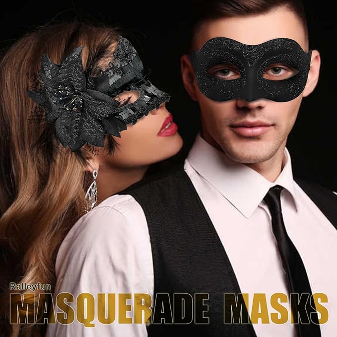 Couple Masquerade Masks for Women Men Venetian Masks for Halloween Carnival Costume Party Prom Ball